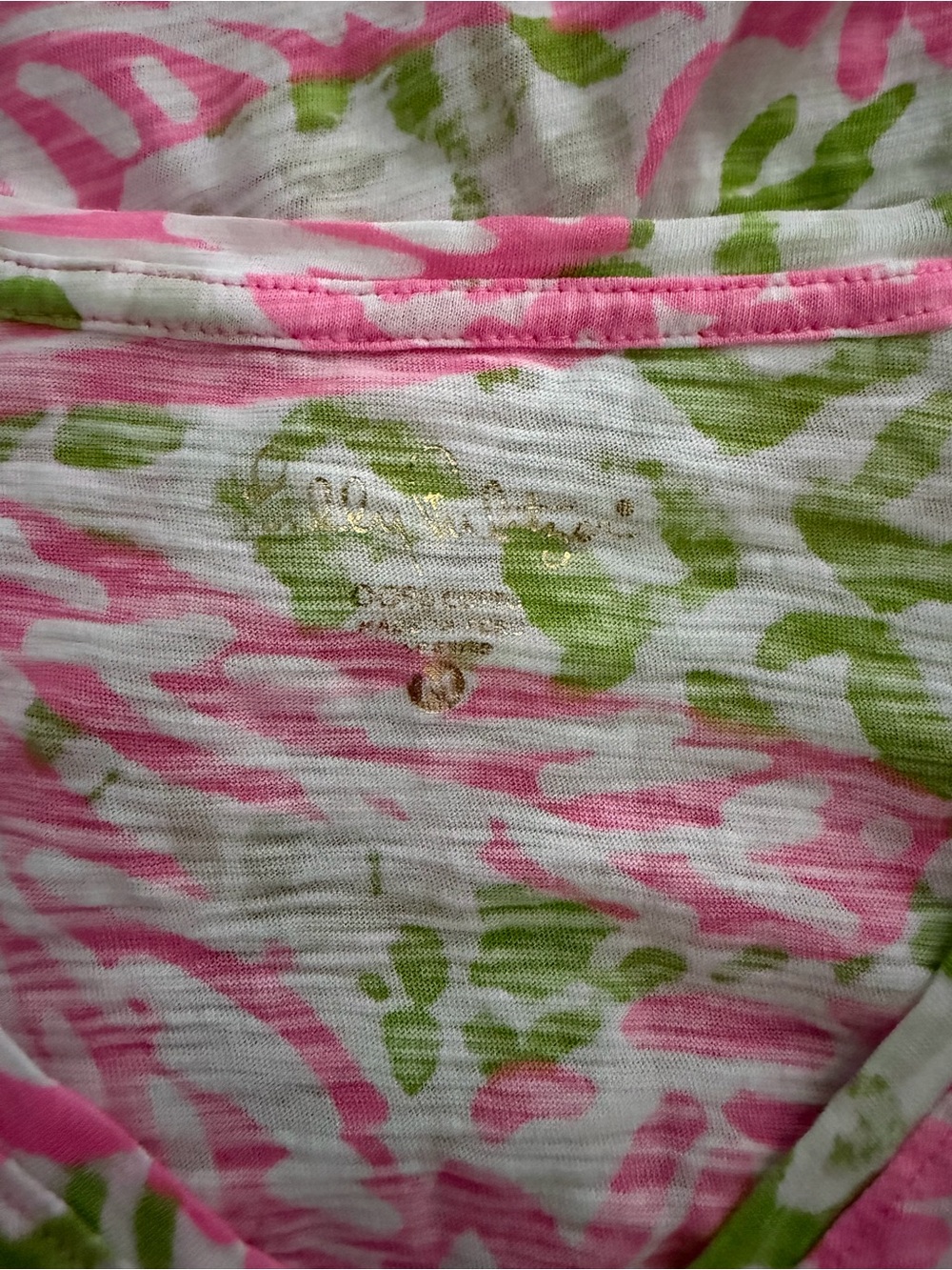 Lilly Pulitzer Pink & Green Printed V-Neck Tee - Picture 2 of 2